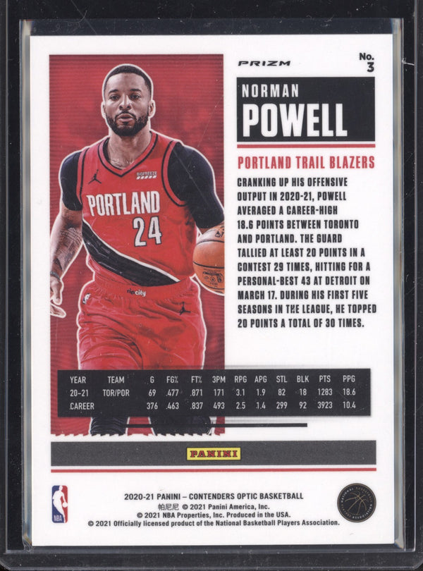 Norman Powell 2020/21 Panini Contenders Optic Red