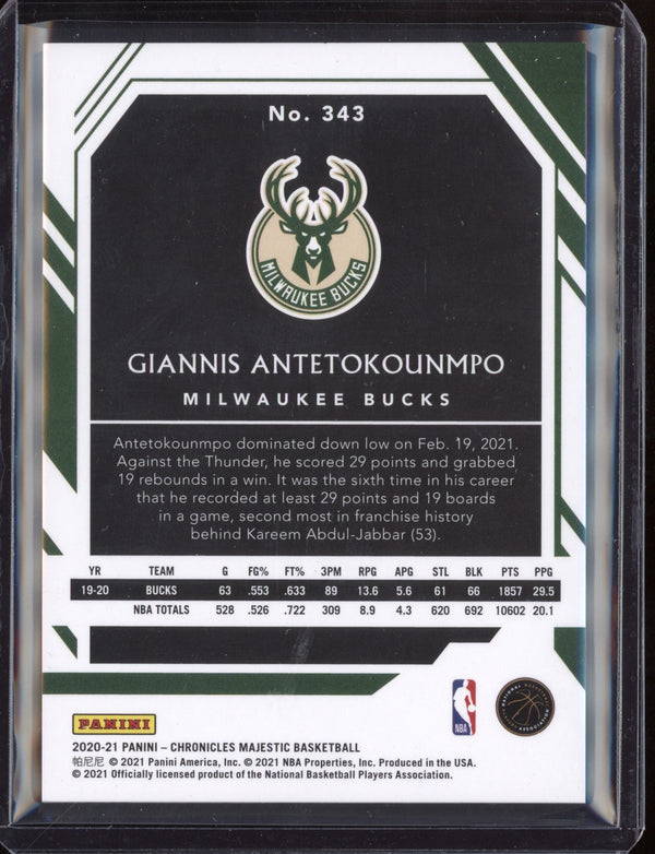 Giannis Antetokounmpo 2020/21 Panini Chronicles Majestic 54/249