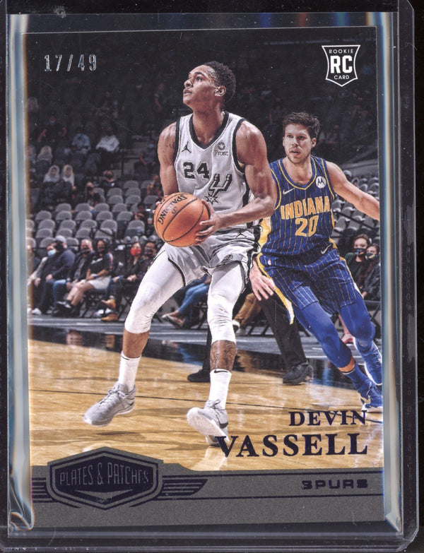 Devin Vassell 2020/21 Panini Chronicles Plates and Patches Purple RC 17/49