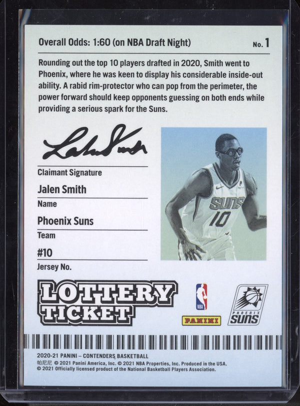 Jalen Smith 2020/21 Panini Contenders 2020 Draft Class Ticket Cracked Ice RC 1/25