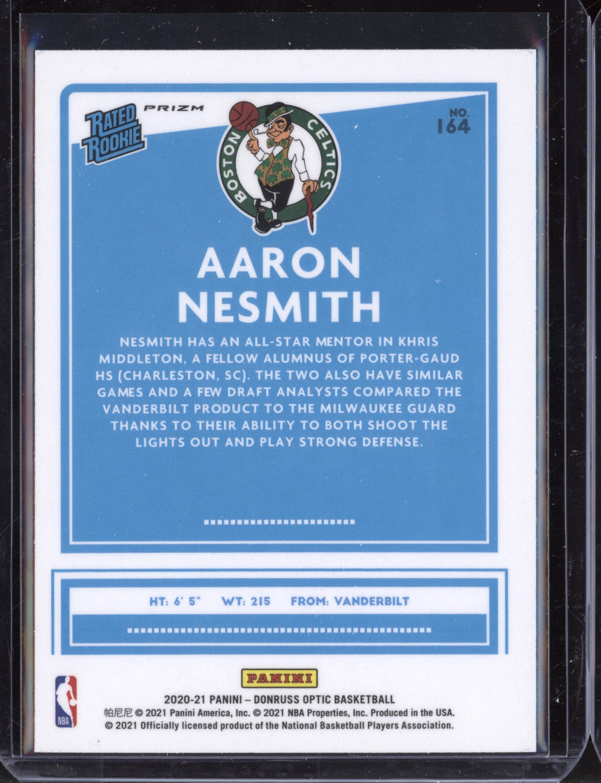 Aaron Nesmith 2020-21 Panini Donruss Optic Holo RC