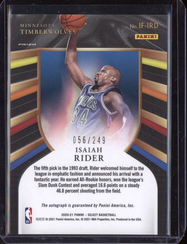 Isaiah Rider 2020-21 Panini Select In Flight Silver Auto 056/249