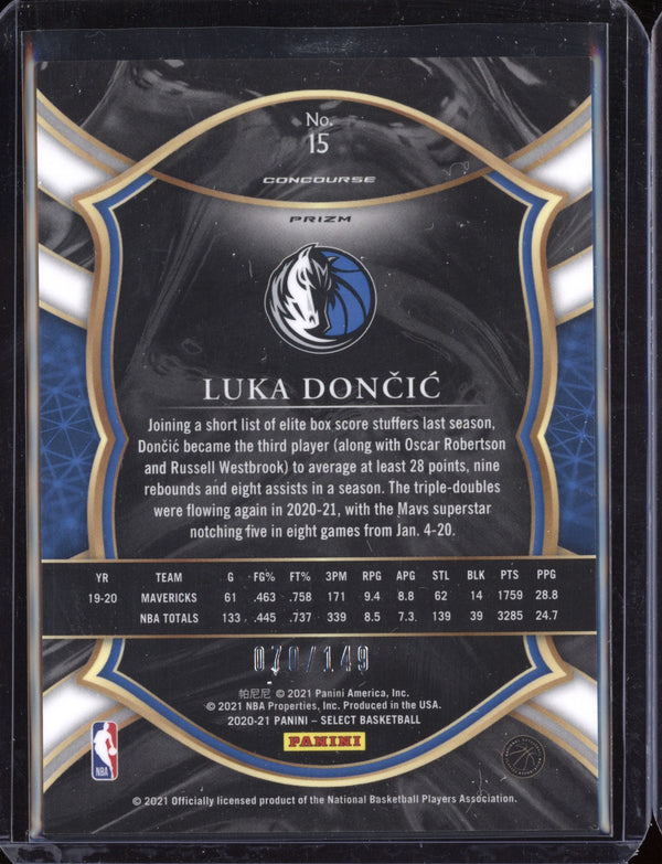 Luka Doncic 2020-21 Panini Select Concourse White 070/149