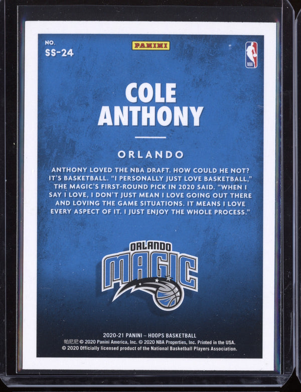 Cole Anthony 2020-21 Panini Hoops Now Playing Holo RC