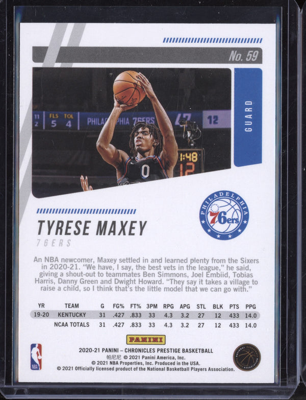 Tyrese Maxey 2020/21 Panini Chronicles Prestige Red RC 94/149