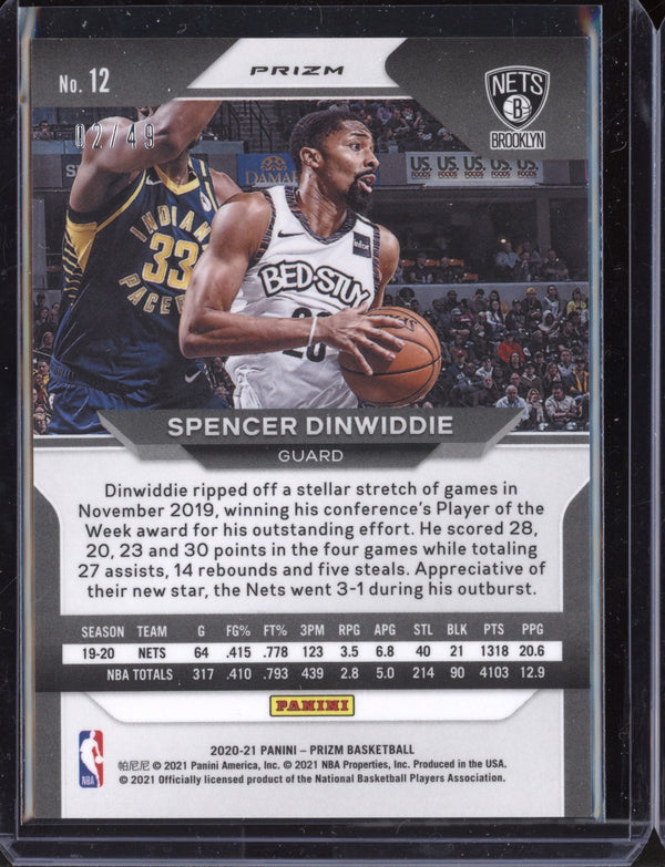 Spencer Dinwiddie 2020-21 Panini Prizm Orange 02/49