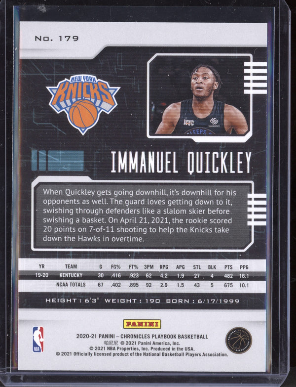 Immanuel Quickley 2020/21 Panini Chronicles Playbook Blue RC 65/99