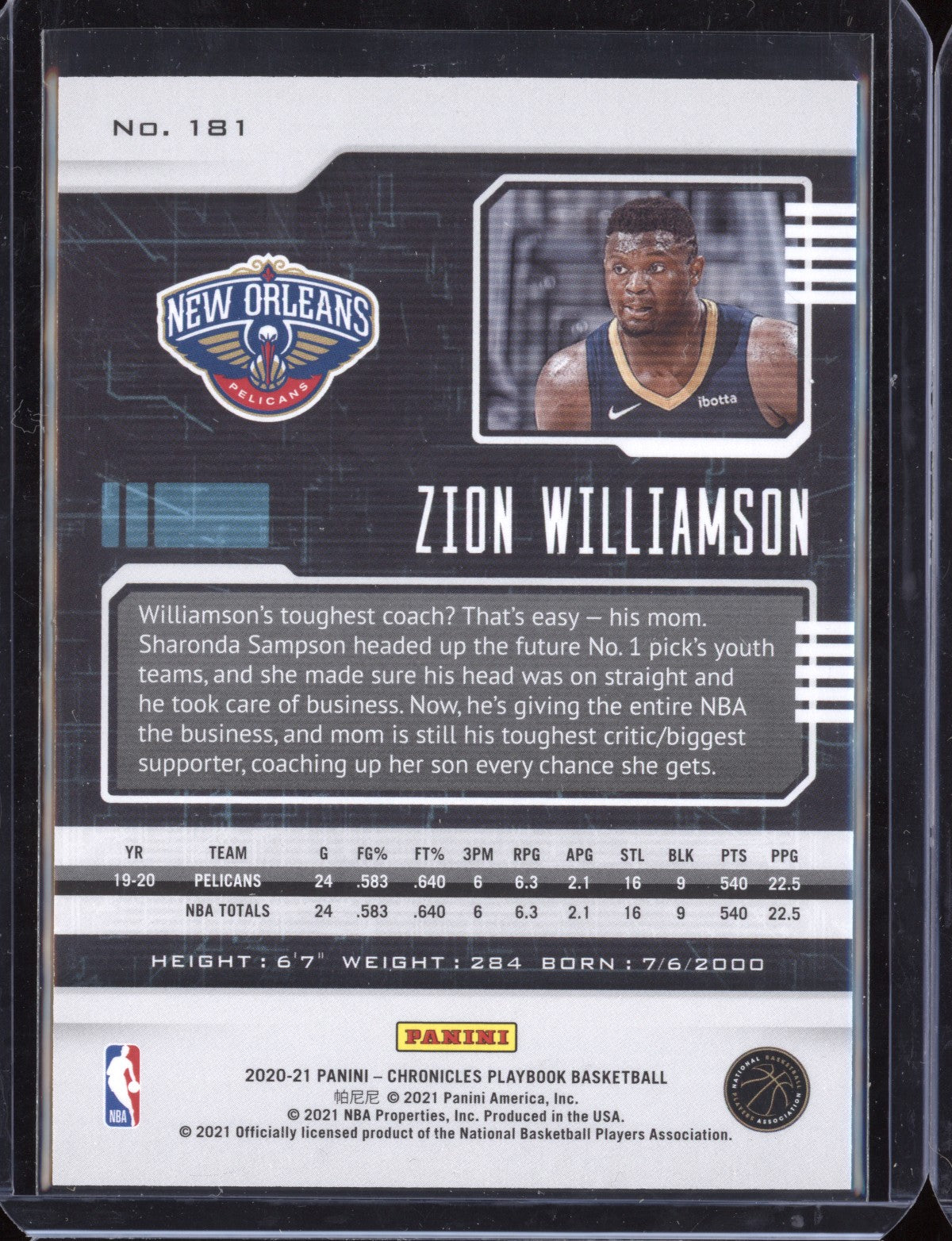 Zion Williamson 2020/21 Panini Chronicles Playbook Red 84/49