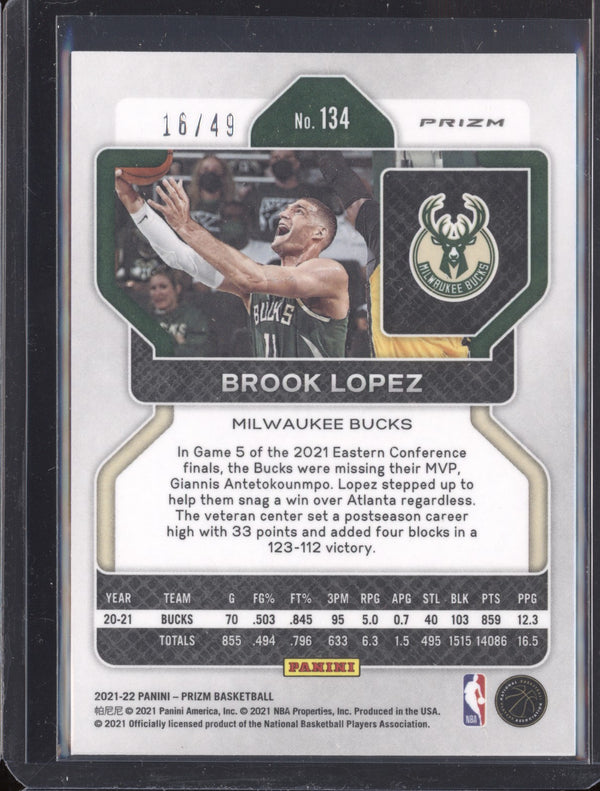 Brook Lopez 2021-22 Panini Prizm Orange Prizm 16/49