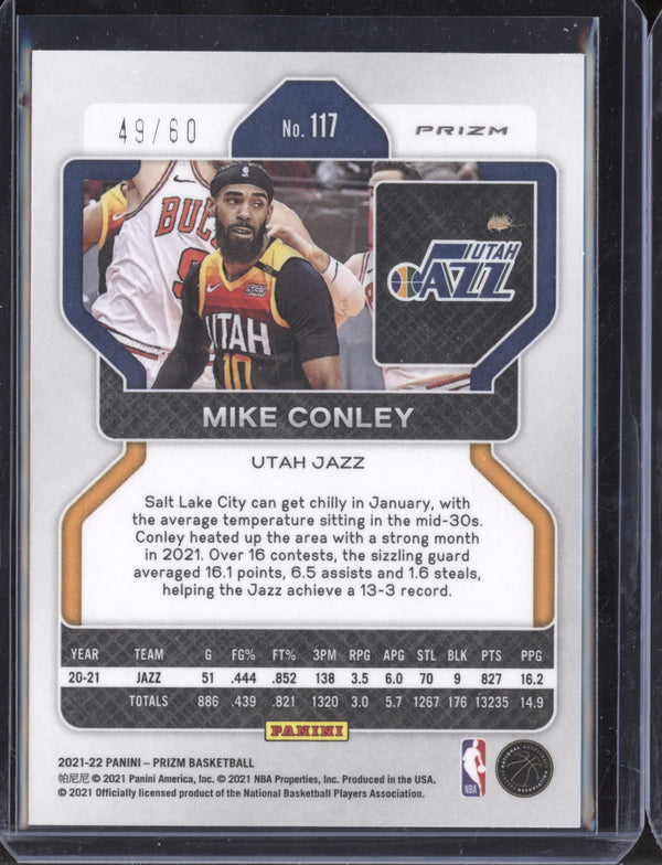 Mike Conley 2021-22 Panini Prizm Orange Wave Prizm 49/60