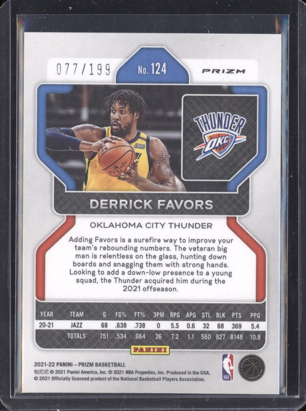 Derrick Favors 2021-22 Panini Prizm Blue Prizm 77/199