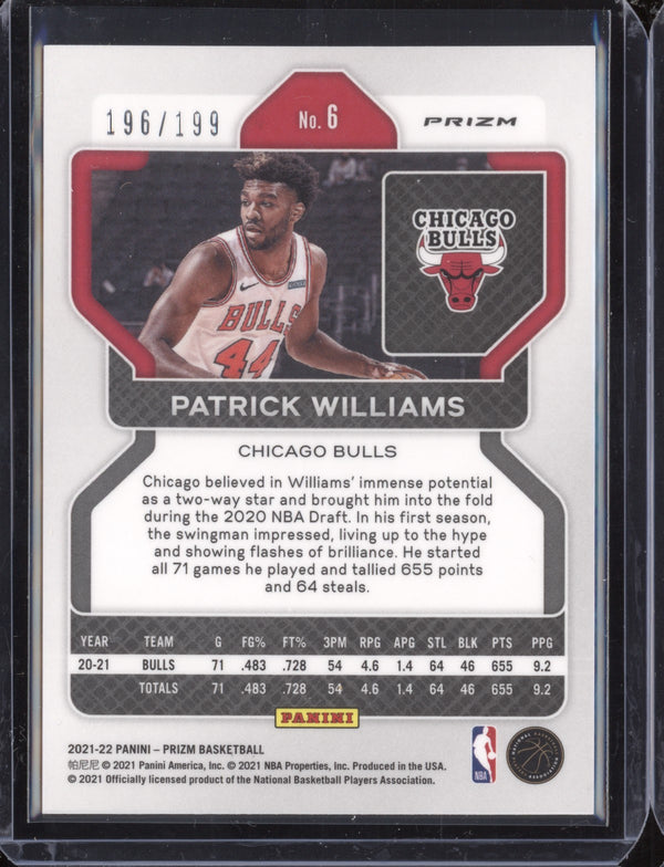 Patrick Williams 2021-22 Panini Prizm Blue Prizm 196/199