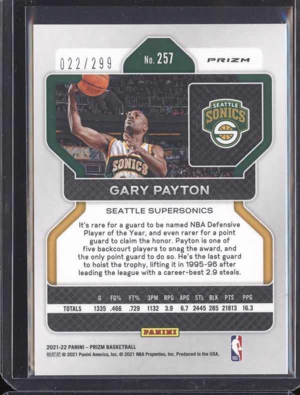 Gary Payton 2021-22 Panini Prizm Red Prizm 22/299