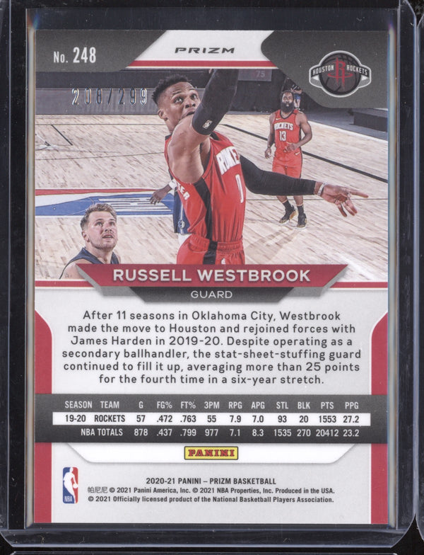 Russell Westbrook 2020-21 Panini Prizm Red Prizm 208/299