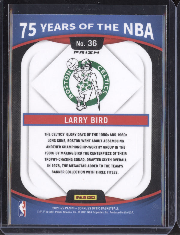 Larry Bird 2021-22 Panini Prizm 75 Years Of NBA Optic