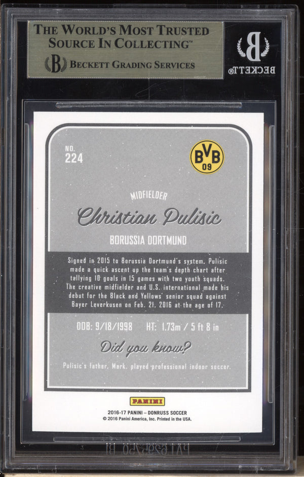 Christian Pulisic 2016-17 Panini Donruss Soccer 224 Donruss Debuts RC BGS 9.5