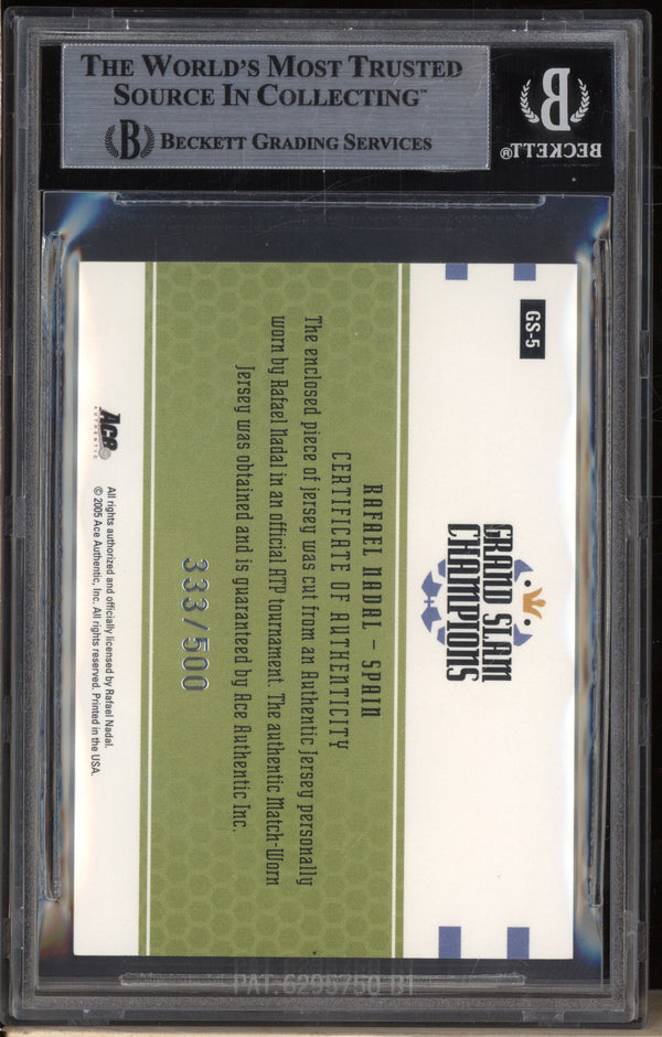 Rafael Nadal 2005 Ace Authentic Signature Series GS-5 Grand Slam Champions Jersey 333/500 BGS 9