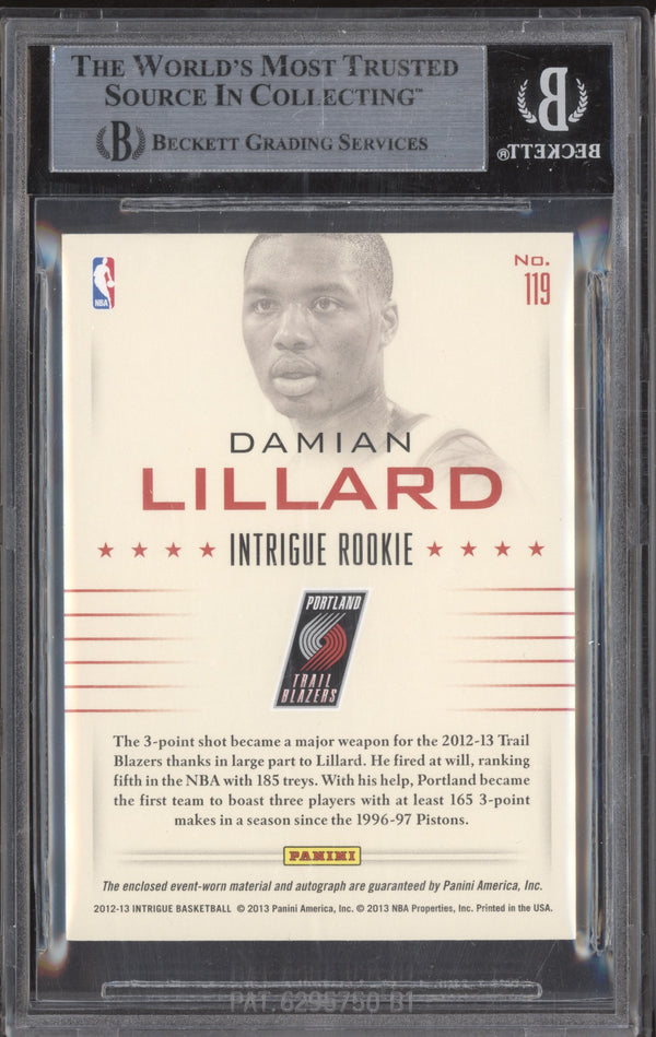 Damian Lillard 2012-13 Panini Intrigue 119 Rookie Jersey Auto RC 43/49 BGS 9