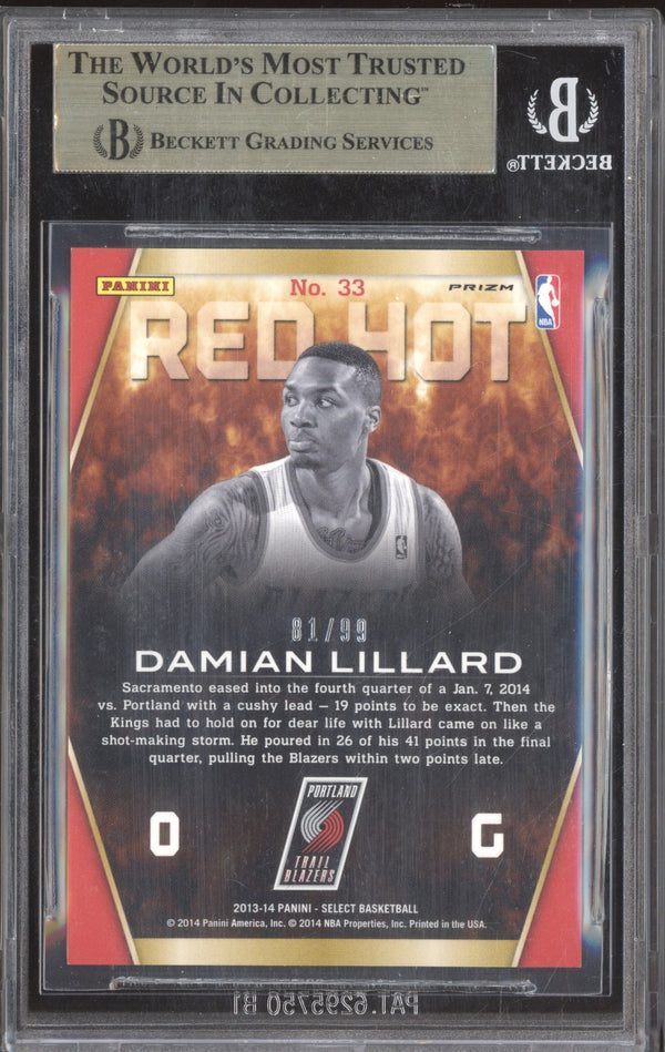 Damian Lillard 2013-14 Panini Select 33 Red Hot Purple 81/99 BGS 9.5