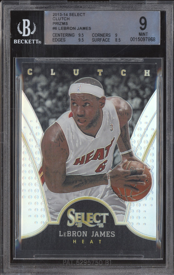 LeBron James 2013-14 Panini Select 6 Clutch Prizm BGS 9