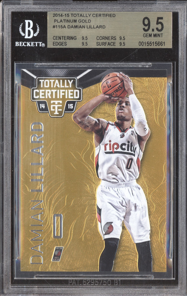 Damian Lillard 2014-15 Panini Totally Certified 115 Platinum Gold 4/10 BGS 9.5