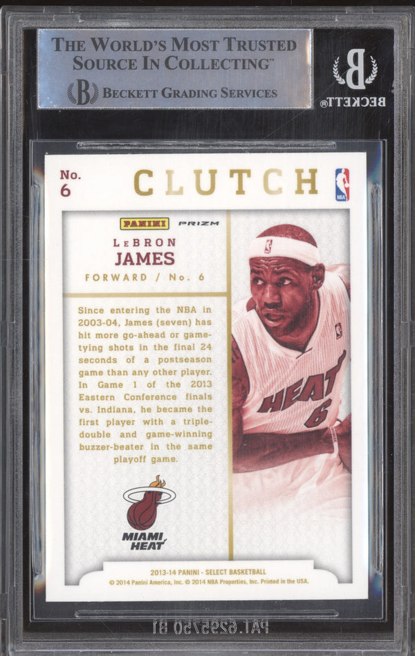 LeBron James 2013-14 Panini Select 6 Clutch Prizm BGS 9