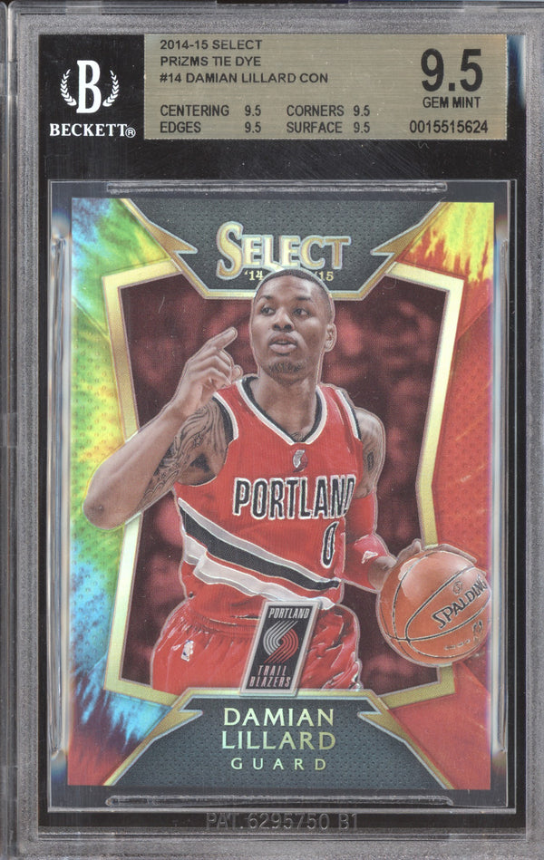 Damian Lillard 2014-15 Panini Select 14 Concourse Tie Dye 2/25 BGS 9.5