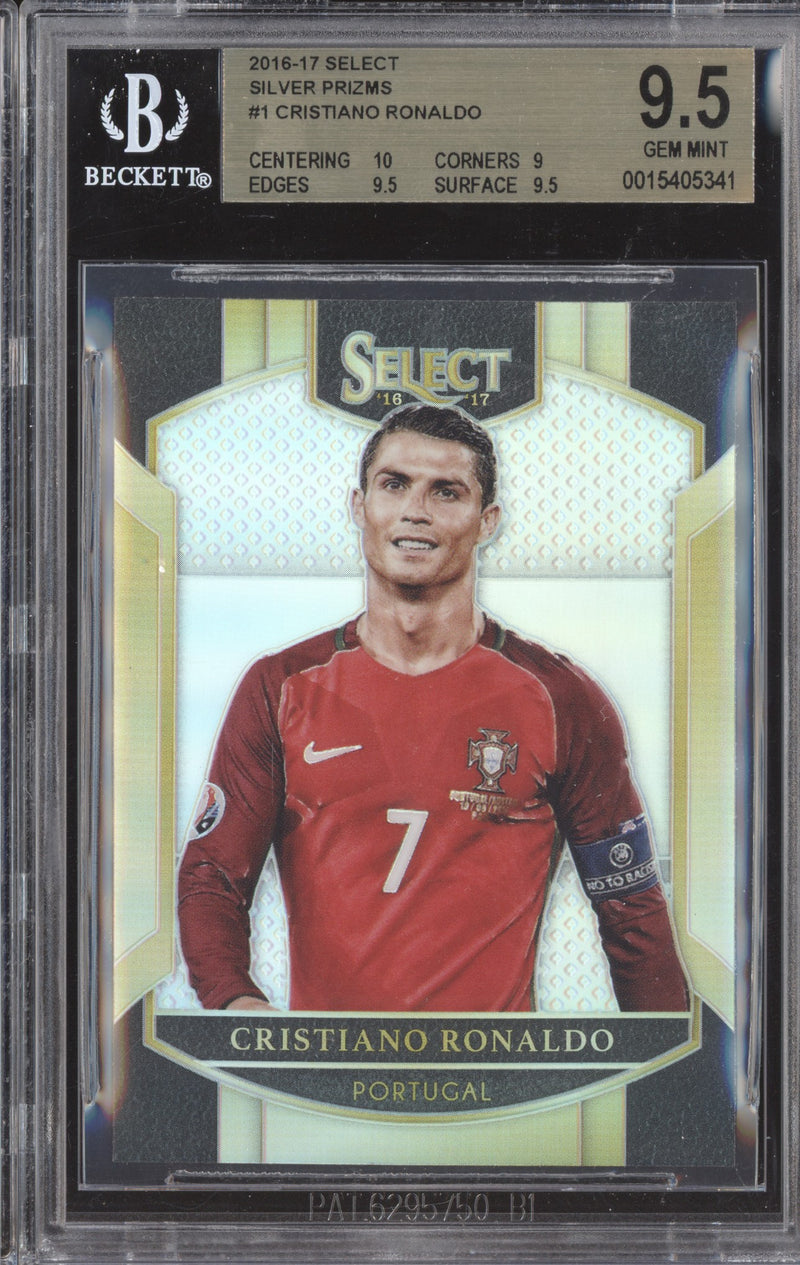 Cristiano Ronaldo 2016-17 Panini Select Soccer 1 Silver BGS 9.5