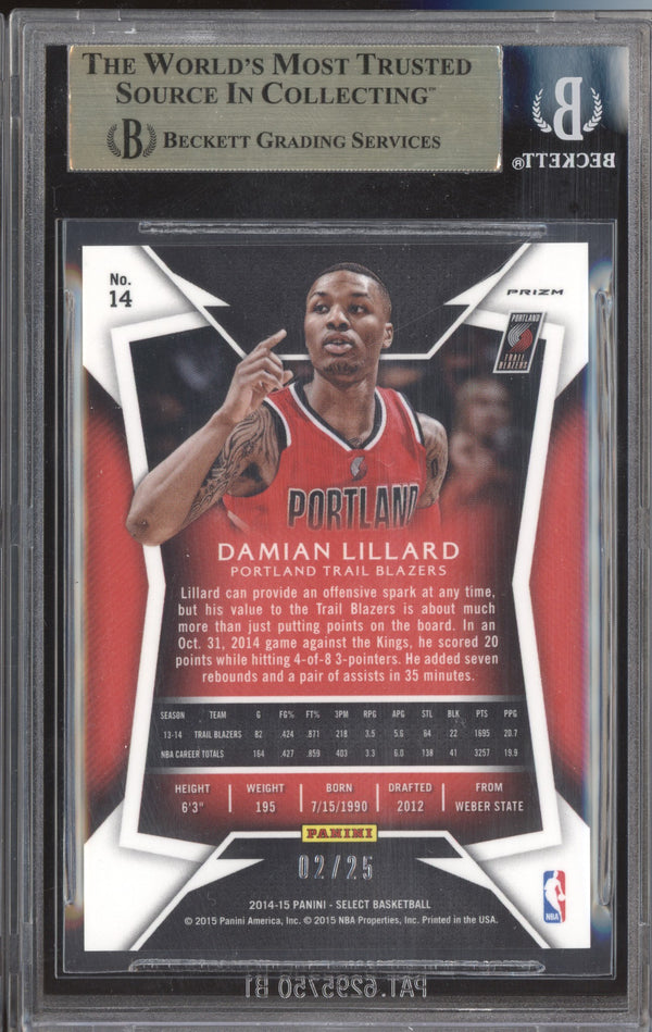 Damian Lillard 2014-15 Panini Select 14 Concourse Tie Dye 2/25 BGS 9.5