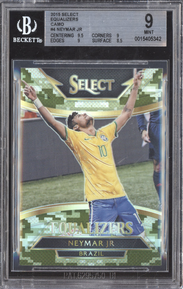 Neymar Jr 2015-16 Panini Select Soccer 4 Equalizers Camo 166/249 BGS 9