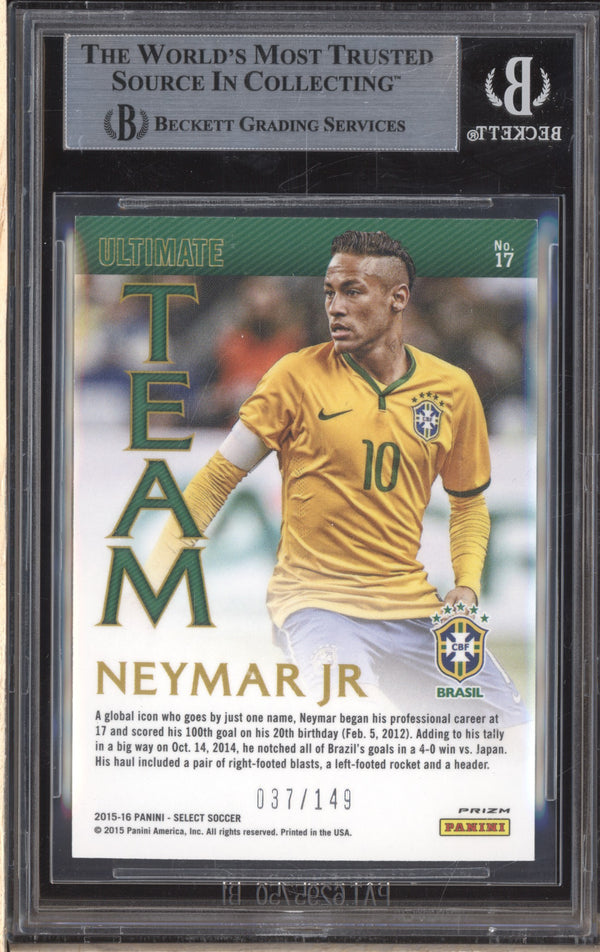 Neymar Jr 2015-16 Panini Select Soccer 17 Ultimate Team Orange 37/149 BGS 9