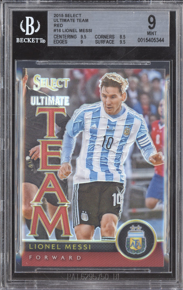 Lionel Messi 2015-16 Panini Select Soccer 16 Ultimate Team Red 194/199 BGS 9