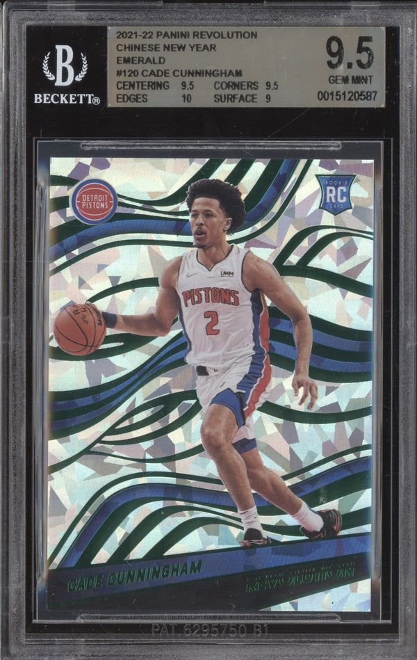 Cade Cunningham 2021-22 Panini Revolution 120 Chinese New Year Emerald RC 56/88 BGS 9.5