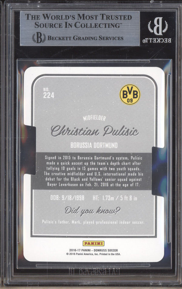 Christian Pulisic 2016-17 Panini Donruss Soccer 224 Press Proof Die Cut RC 41/149 BGS 8.5