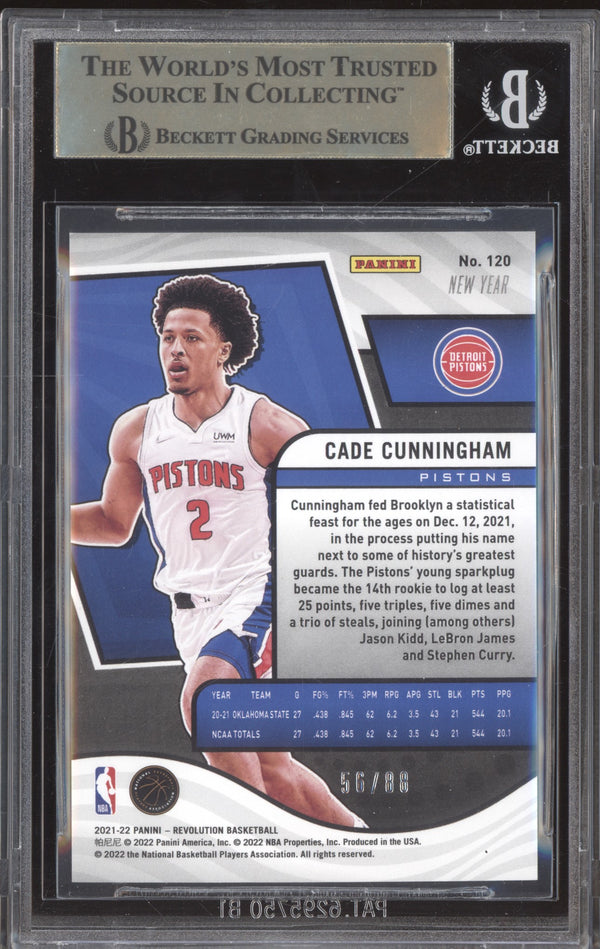 Cade Cunningham 2021-22 Panini Revolution 120 Chinese New Year Emerald RC 56/88 BGS 9.5