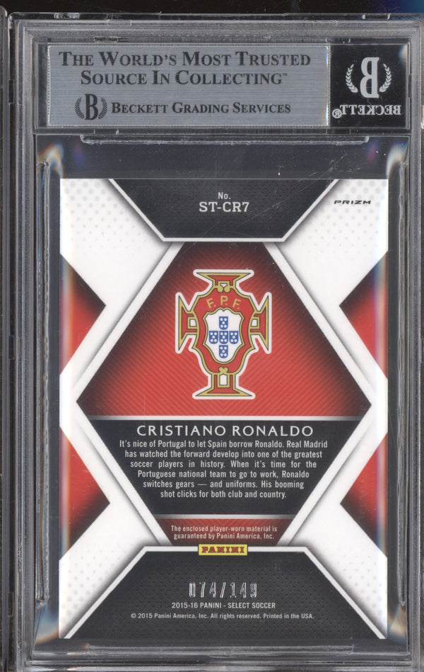 Cristiano Ronaldo 2015-16 Panini Select Soccer ST-CR7 Stars Memorabilia Orange 74/149 BGS 9