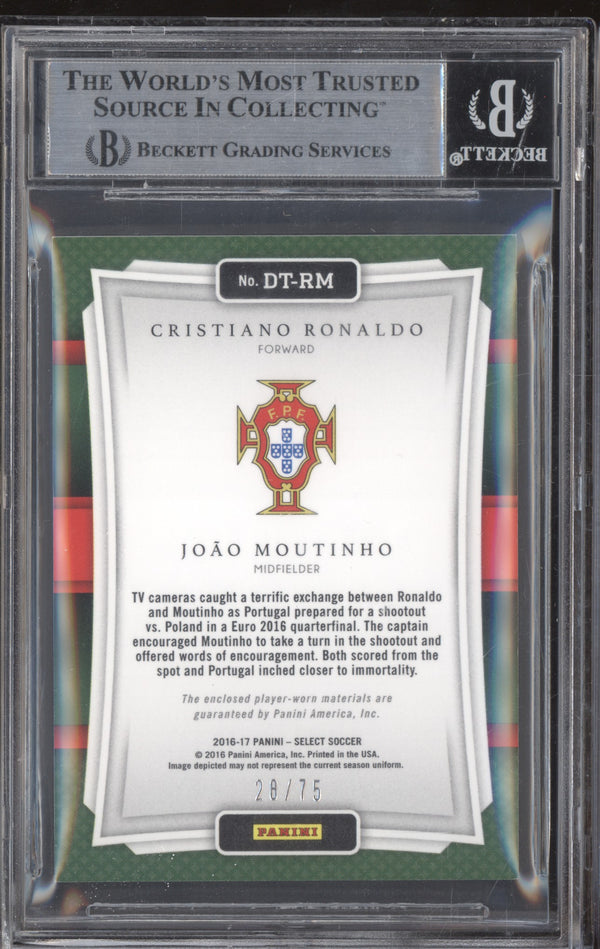 Cristiano Ronaldo Joao Moutinho 2016-17 Panini Select Soccer DT-RM Double Team Memorabilia Orange 28/75 BGS 9