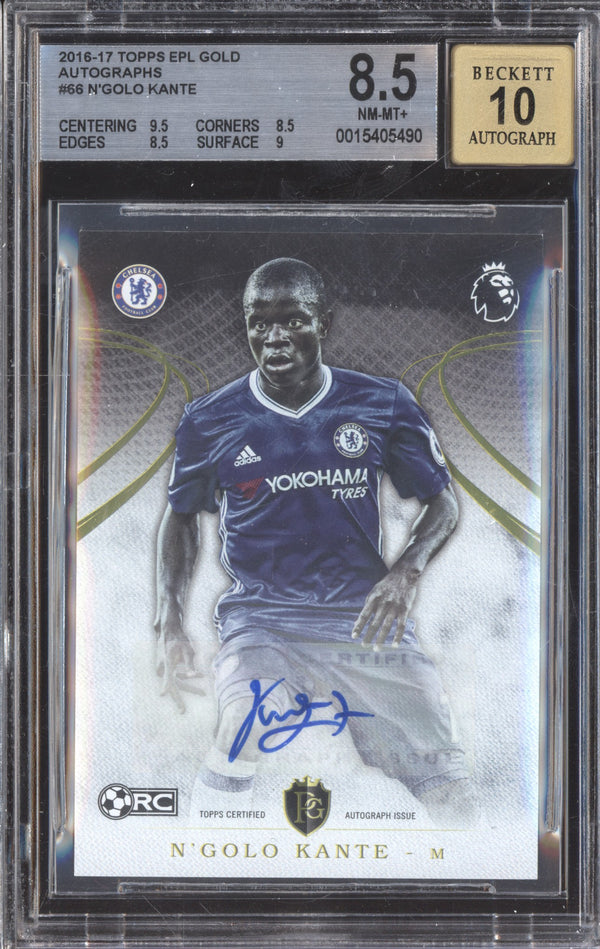 N'Golo Kante 2016-17 Topps EPL Gold 66 Auto RC BGS 8.5/10