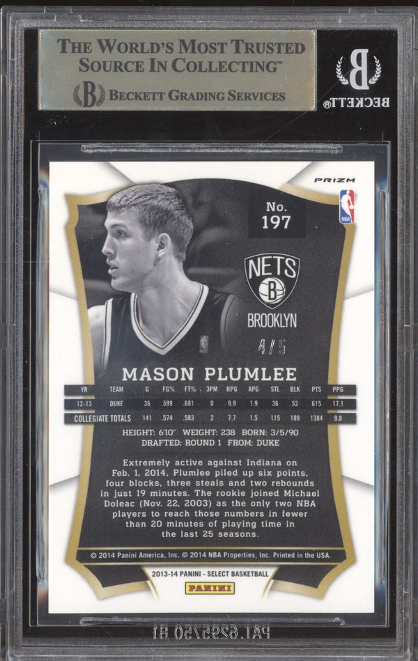 Mason Plumlee 2013-14 Panini Select 197 Green RC 4/5 BGS 9.5