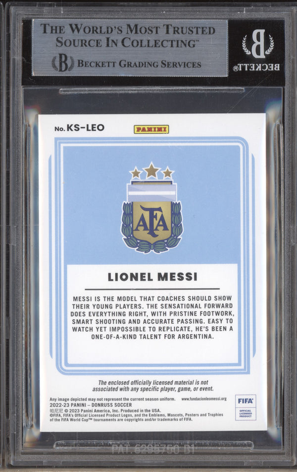 Lionel Messi 2022-23 Panini Donruss Soccer KS-LEO Kit Series Jersey BGS 9