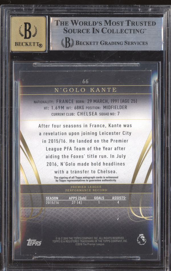 N'Golo Kante 2016-17 Topps EPL Gold 66 Auto RC BGS 8.5/10