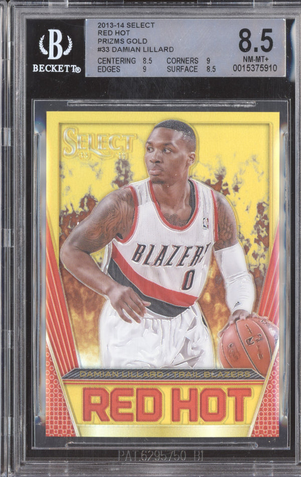 Damian Lillard 2013-14 Panini Select 33 Red Hot Gold 9/10 BGS 8.5