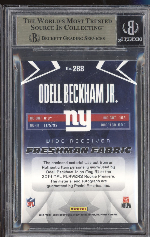 Odell Beckham Jr 2014 Panini Certified 233 Freshman Fabric Gold Patch Auto RC 18/25 BGS 9.5