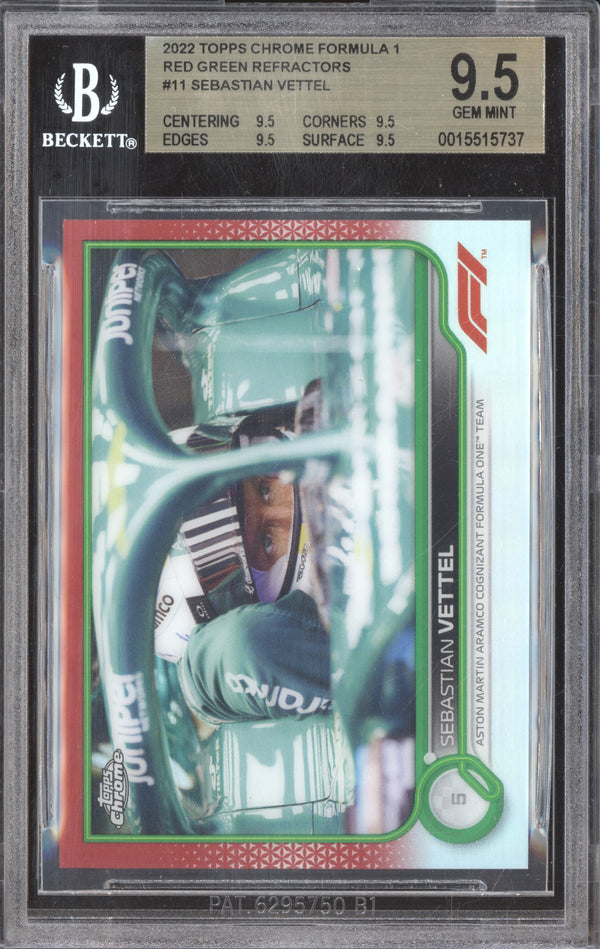 Sebastian Vettel 2022 Topps Chrome Formula 1 11 Red Green BGS 9.5