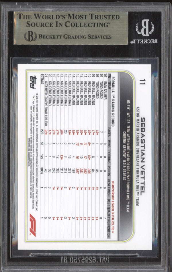 Sebastian Vettel 2022 Topps Chrome Formula 1 11 Red Green BGS 9.5