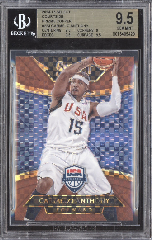 Carmelo Anthony 2014-15 Panini Select 224 Courtside Copper 48/49 BGS 9.5