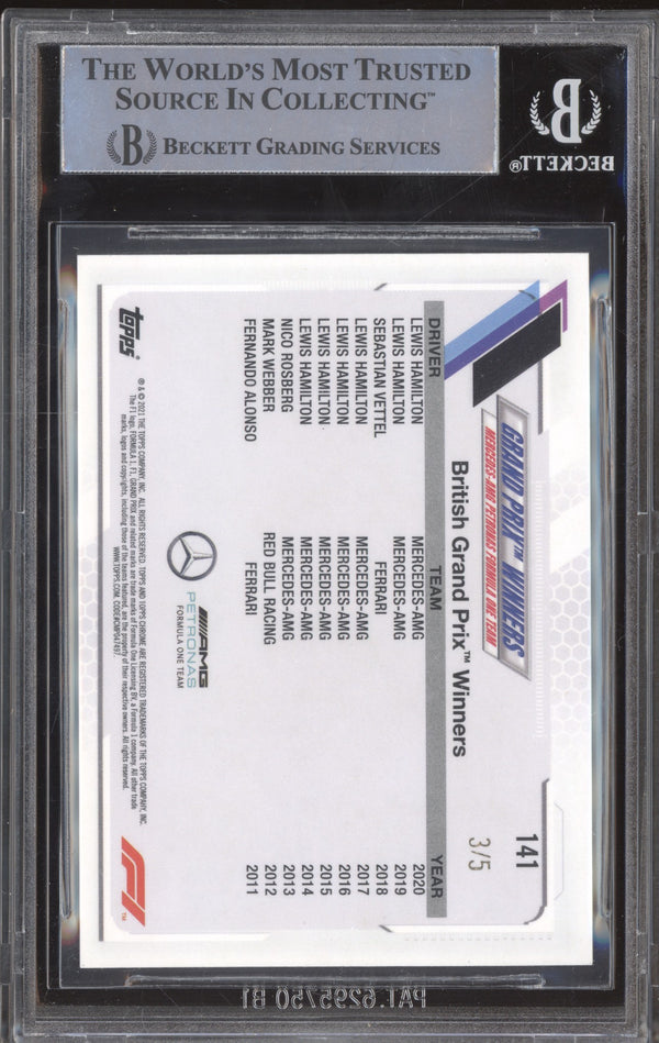 Lewis Hamilton 2021 Topps Chrome Formula One 141 Red Wave 3/5 BGS 9