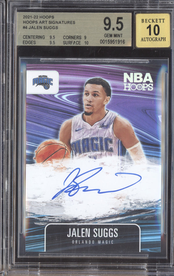 Jalen Suggs 2021-22 Panini Hoops ART-JSG Hoops Art Signatures RC BGS 9.5/10