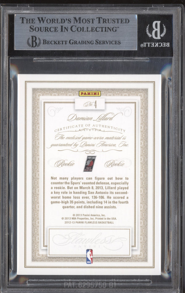 Damian Lillard 2012-13 Panini Flawless 4 Rookie Patches Gold RC 7/10 BGS 8.5