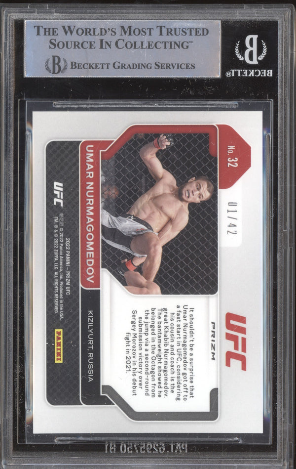 Umar Nurmagomedov 2022 Panini Prizm UFC 32 Pink Pulsar RC 01/42 BGS 9